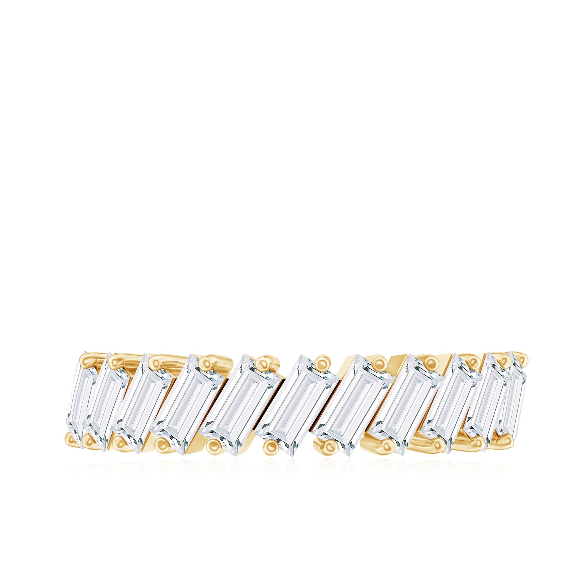 Certified Moissanite Baguette Cut Half Eternity Ring
