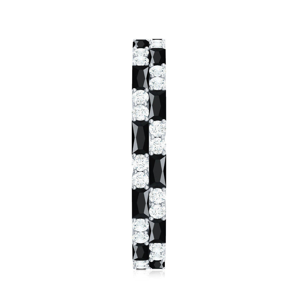 Lab Grown Black Diamond and Diamond Eternity Band Ring