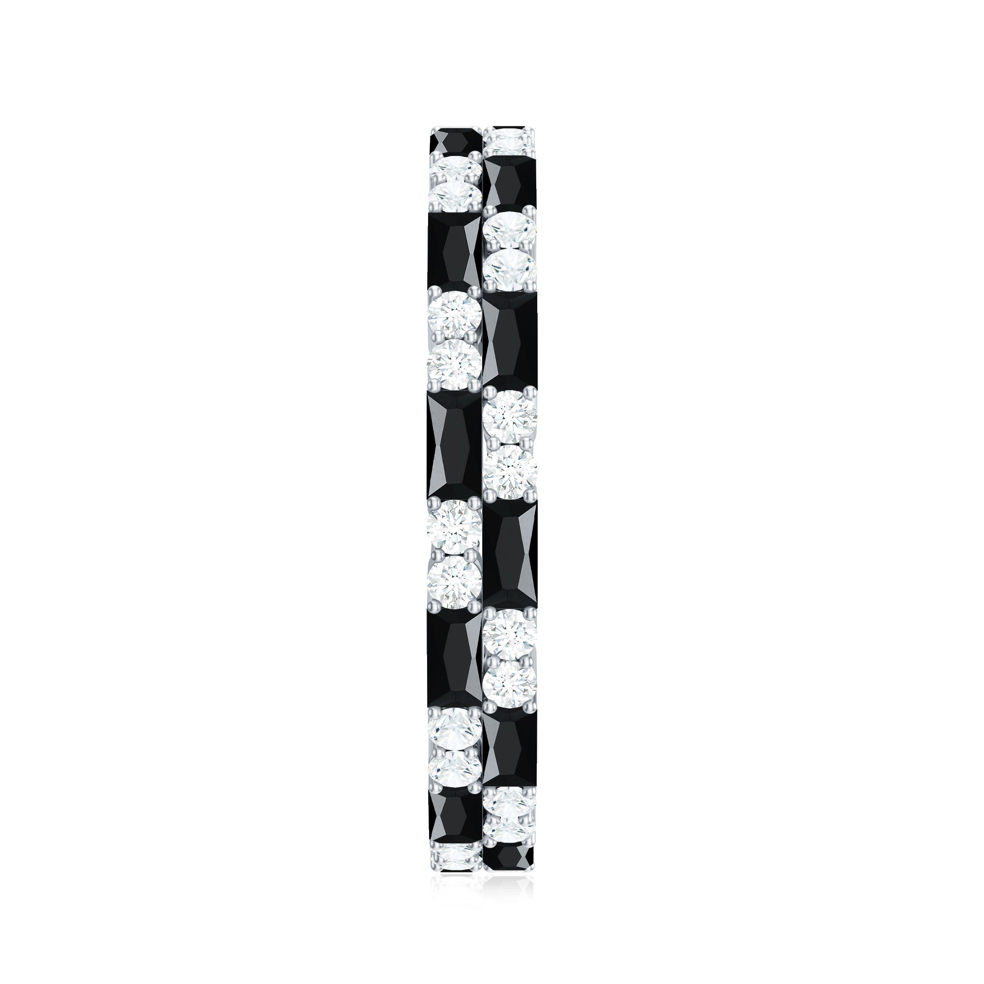 Lab Grown Black Diamond and Diamond Eternity Band Ring