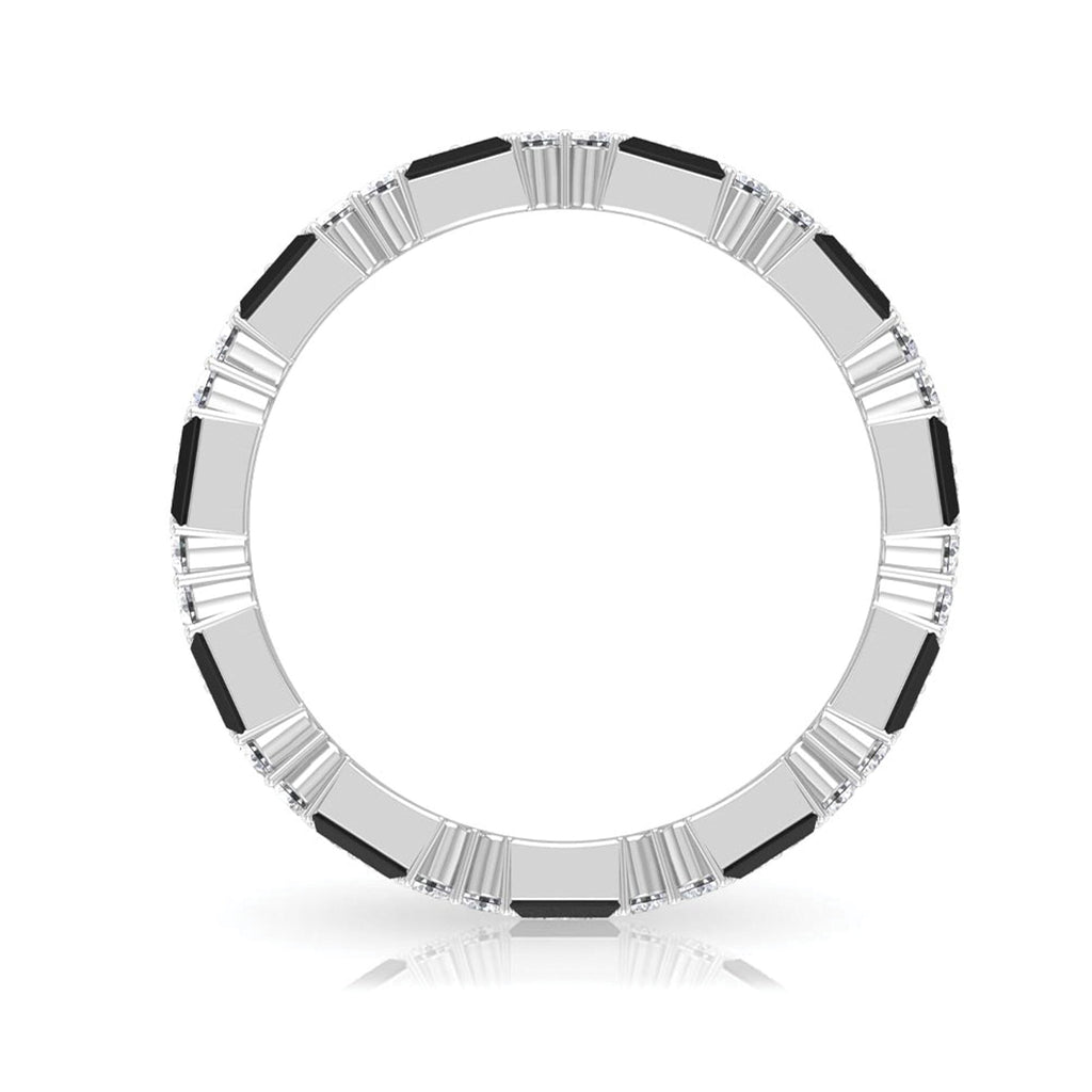 Lab Grown Black Diamond and Diamond Eternity Band Ring