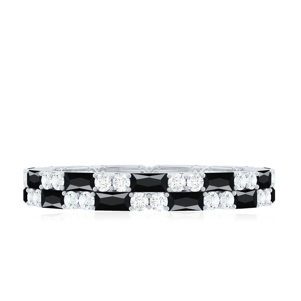 Lab Grown Black Diamond and Diamond Eternity Band Ring
