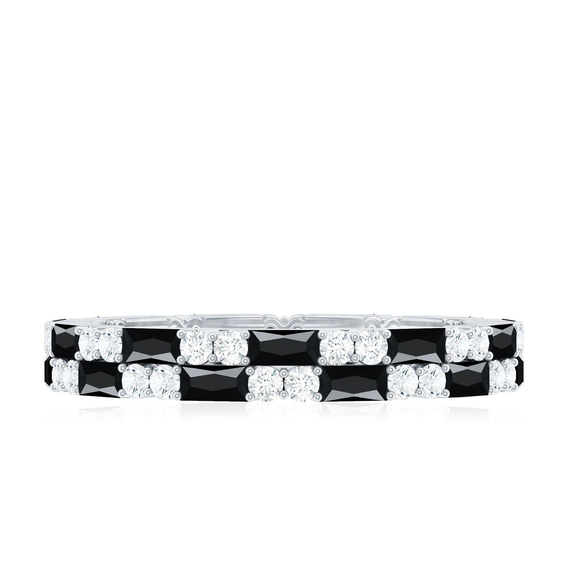Lab Grown Black Diamond and Diamond Eternity Band Ring