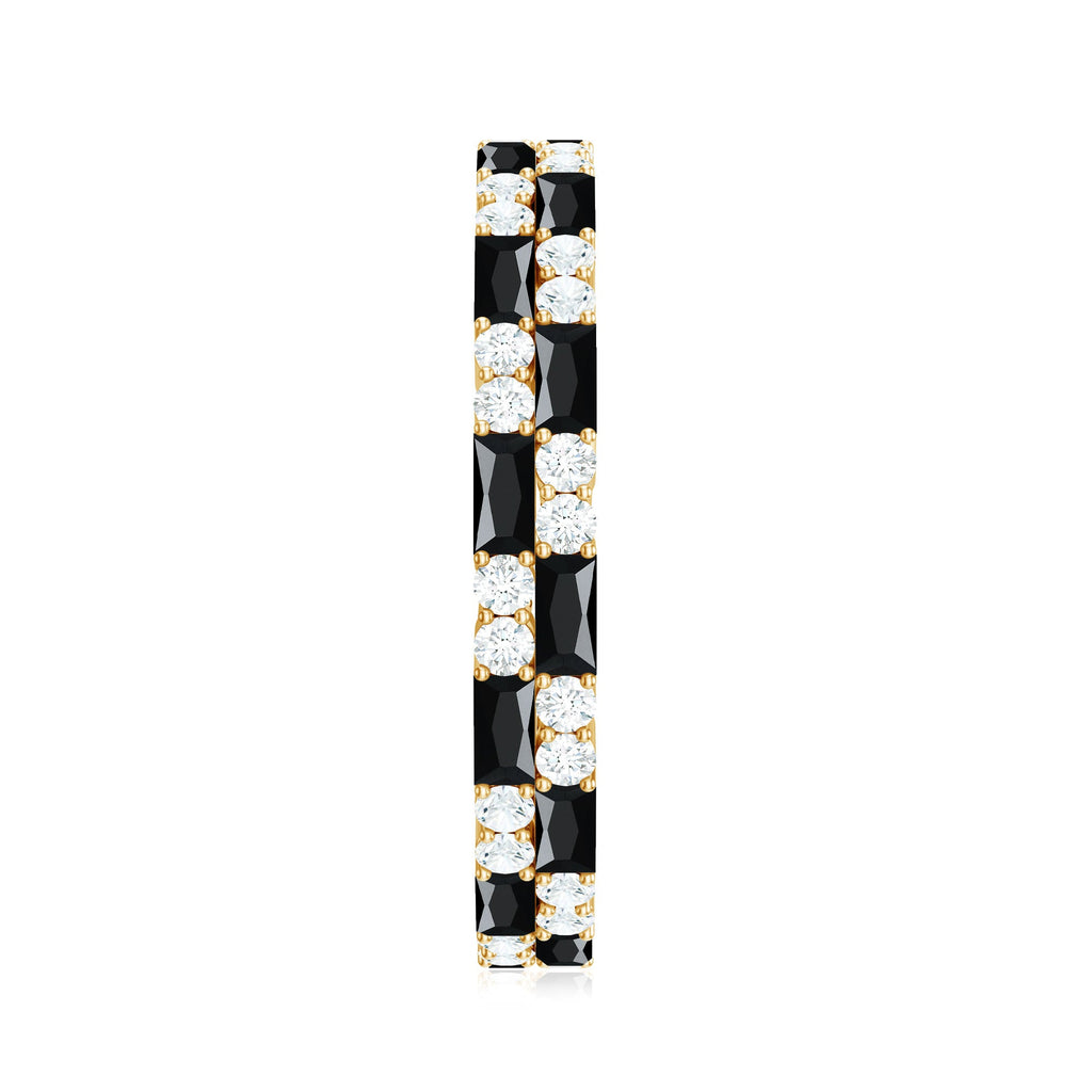 Lab Grown Black Diamond and Diamond Eternity Band Ring