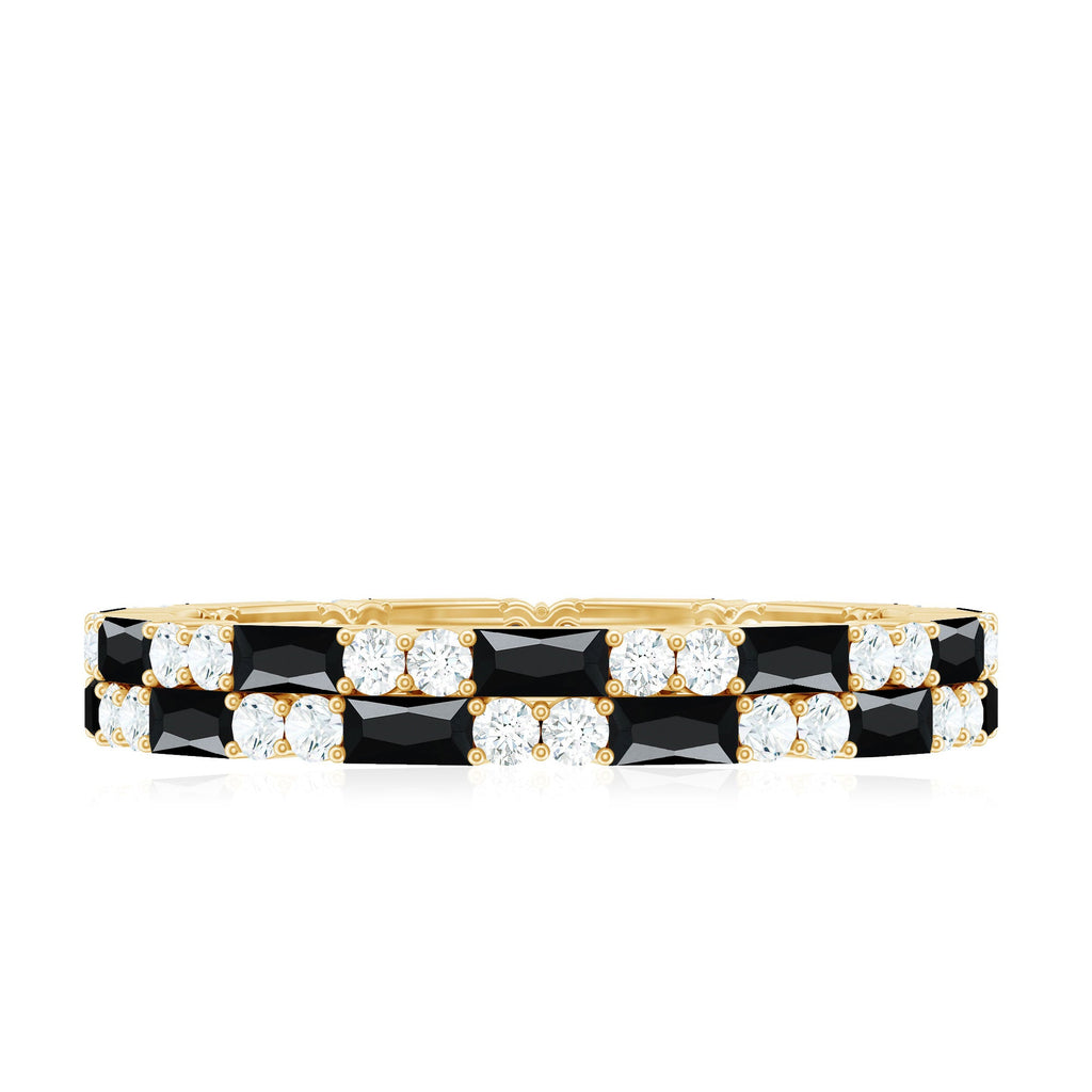 Lab Grown Black Diamond and Diamond Eternity Band Ring