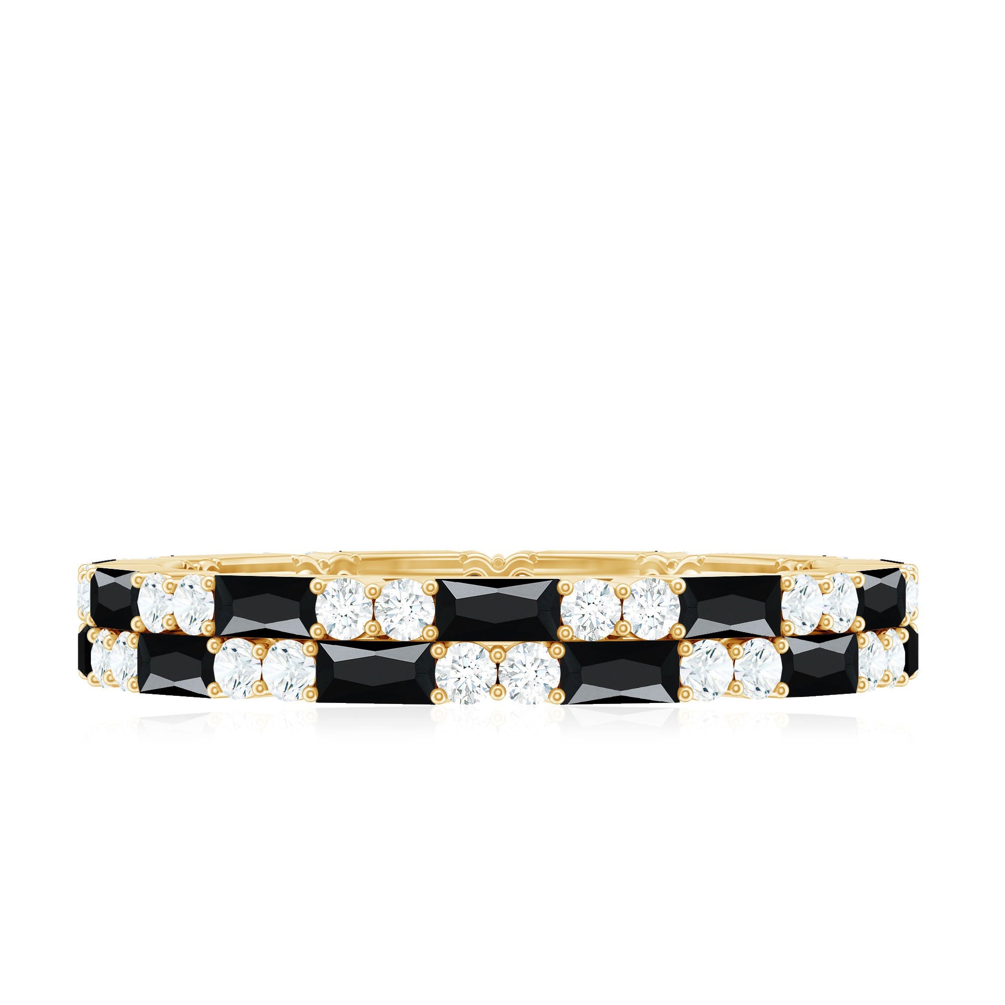 Lab Grown Black Diamond and Diamond Eternity Band Ring