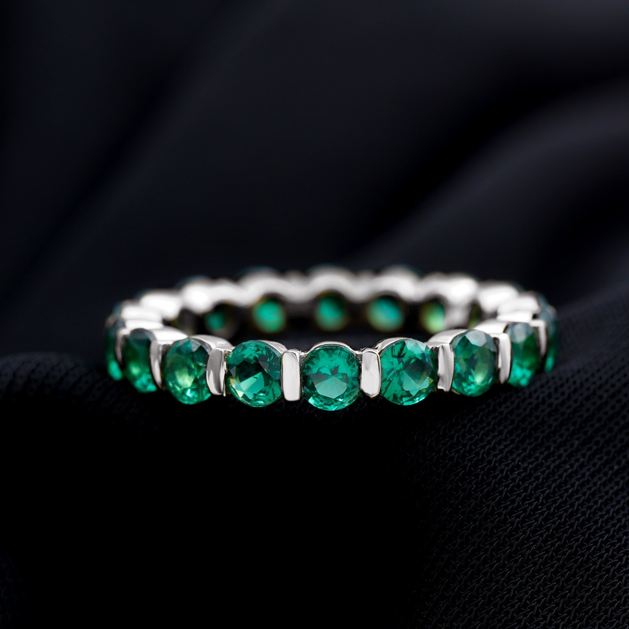 Bar Set Lab Grown Emerald Eternity Ring for Women