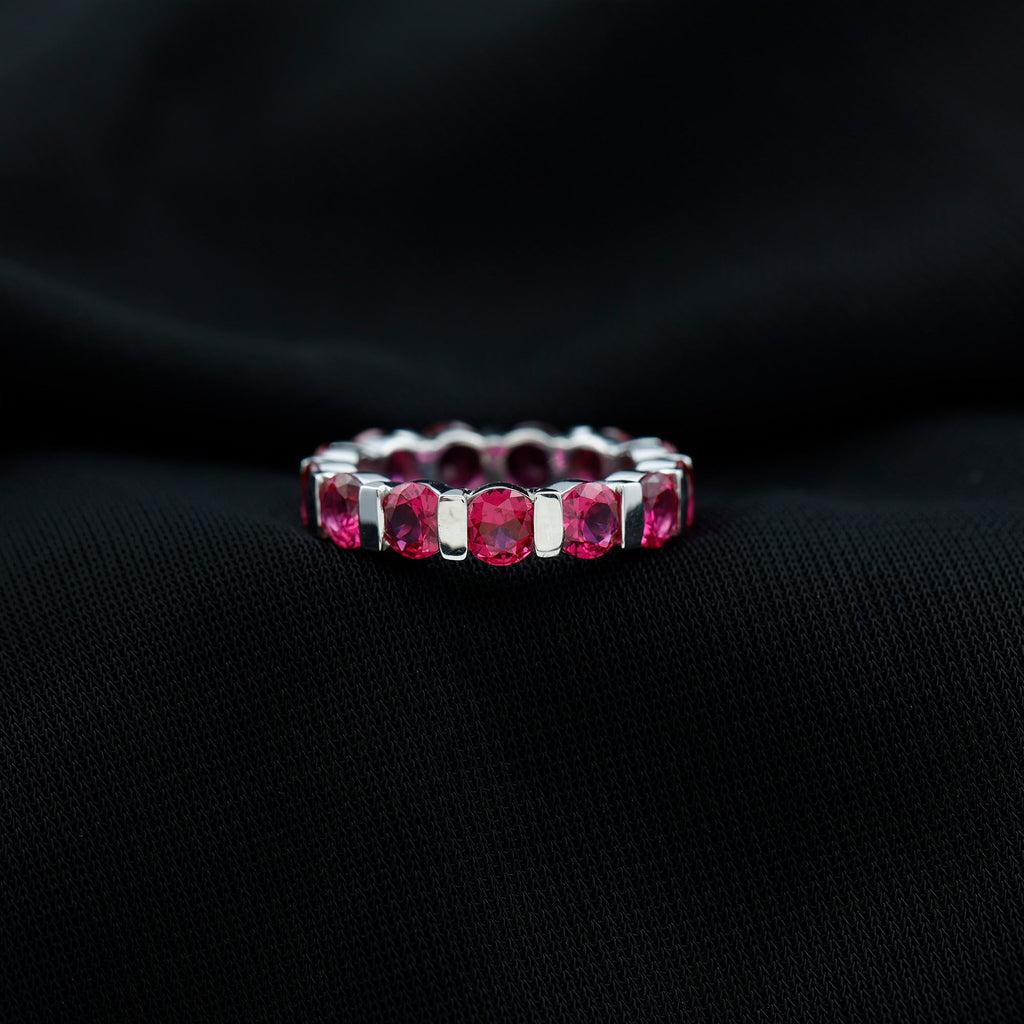6.5 CT Bar Set Created Ruby Full Eternity Ring