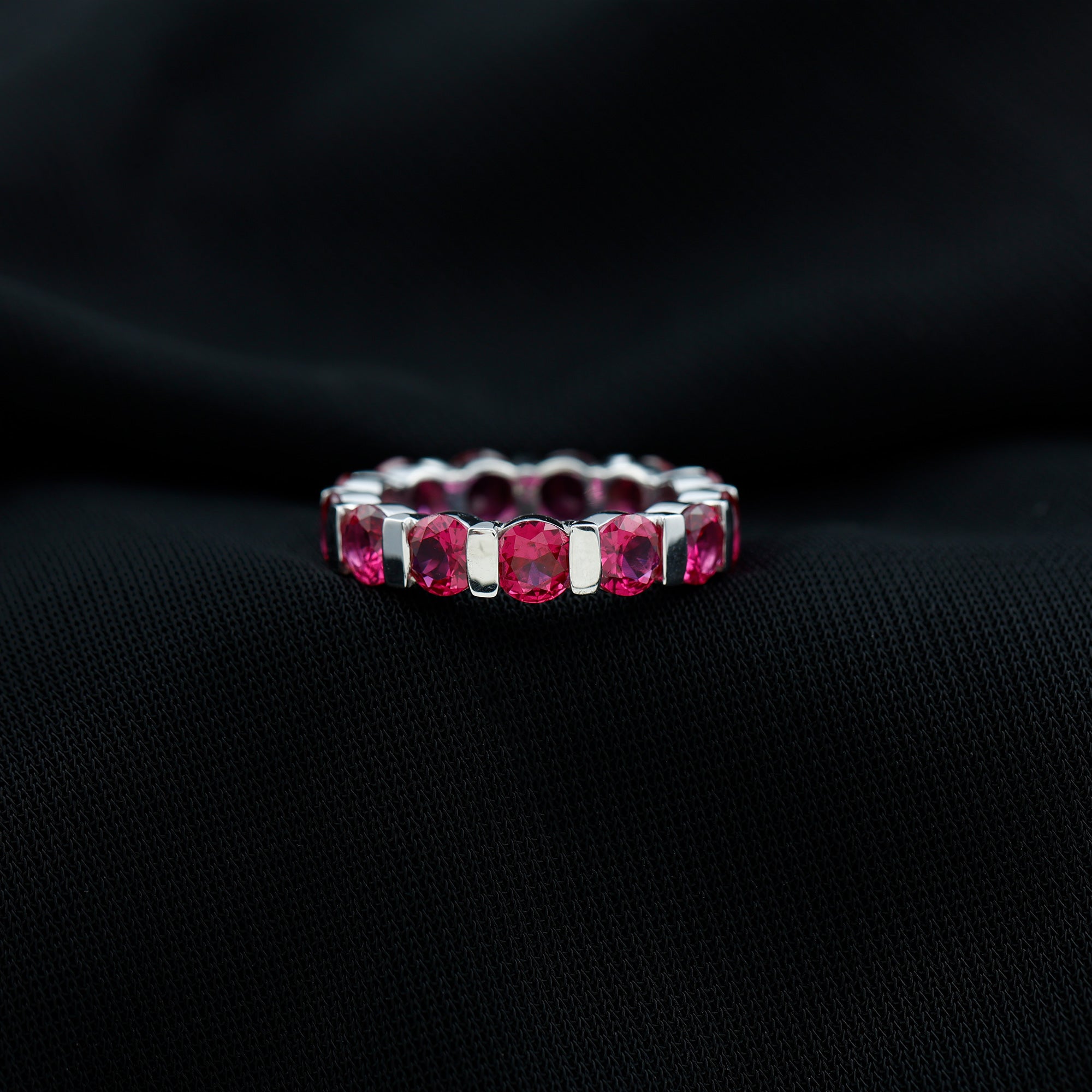 6.5 CT Bar Set Created Ruby Full Eternity Ring