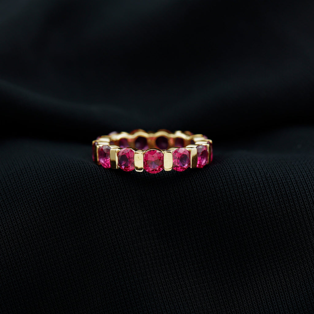6.5 CT Bar Set Created Ruby Full Eternity Ring