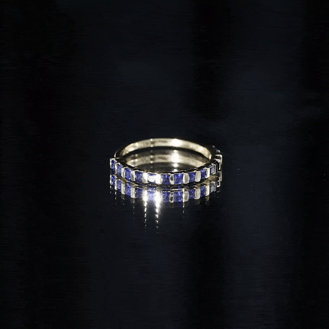 Princess Cut Blue Sapphire Eternity Ring For Women