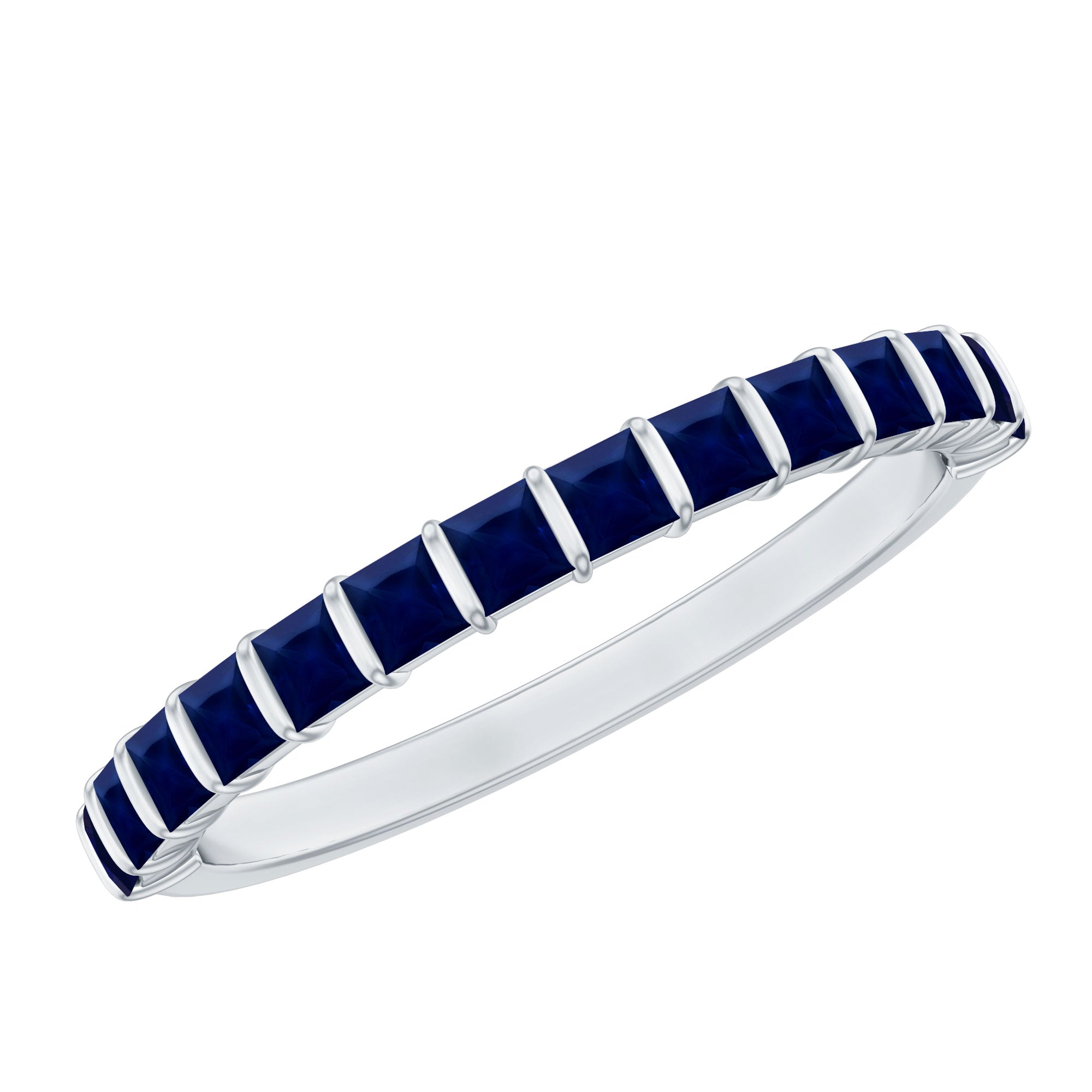 Princess Cut Blue Sapphire Eternity Ring For Women