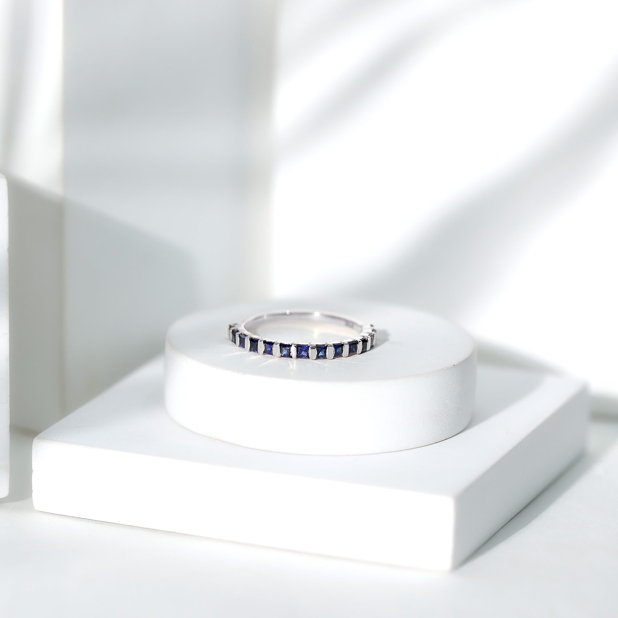 Princess Cut Blue Sapphire Eternity Ring For Women