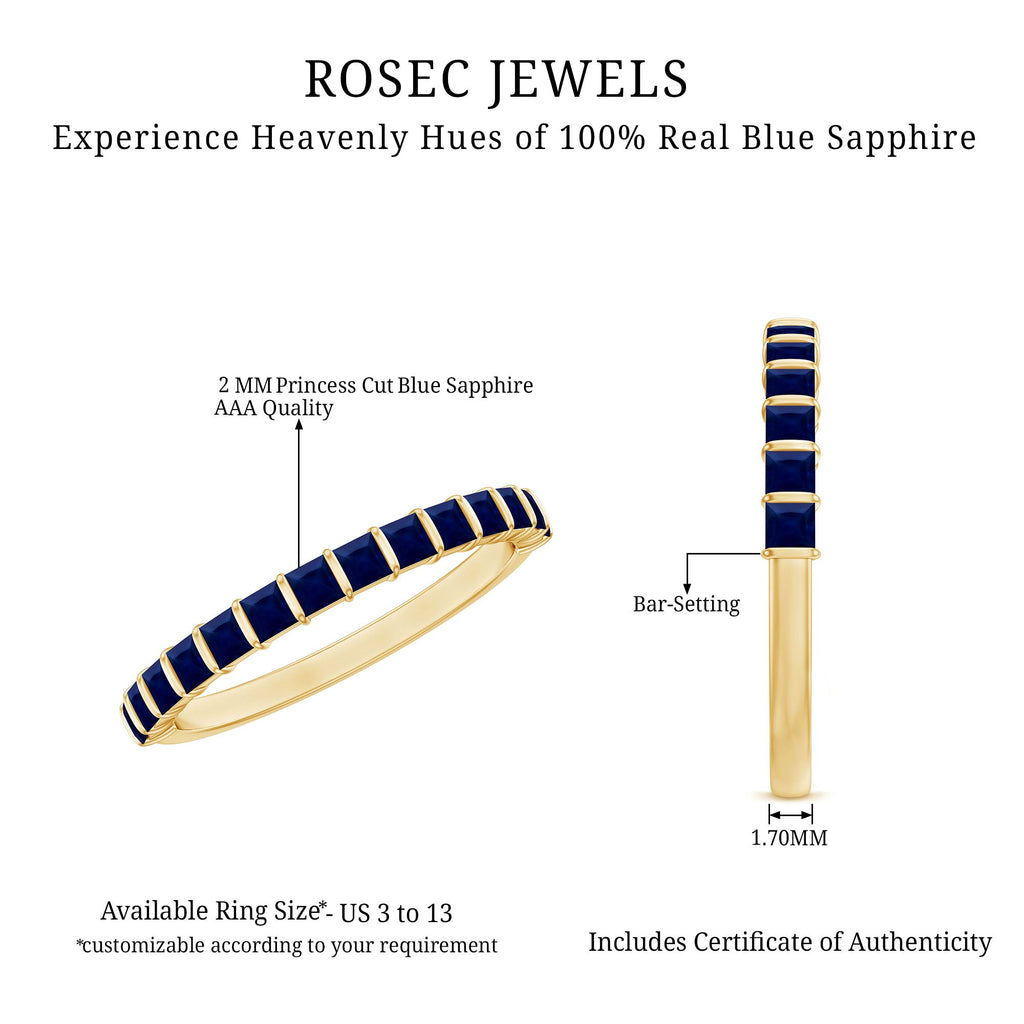 Princess Cut Blue Sapphire Eternity Ring For Women