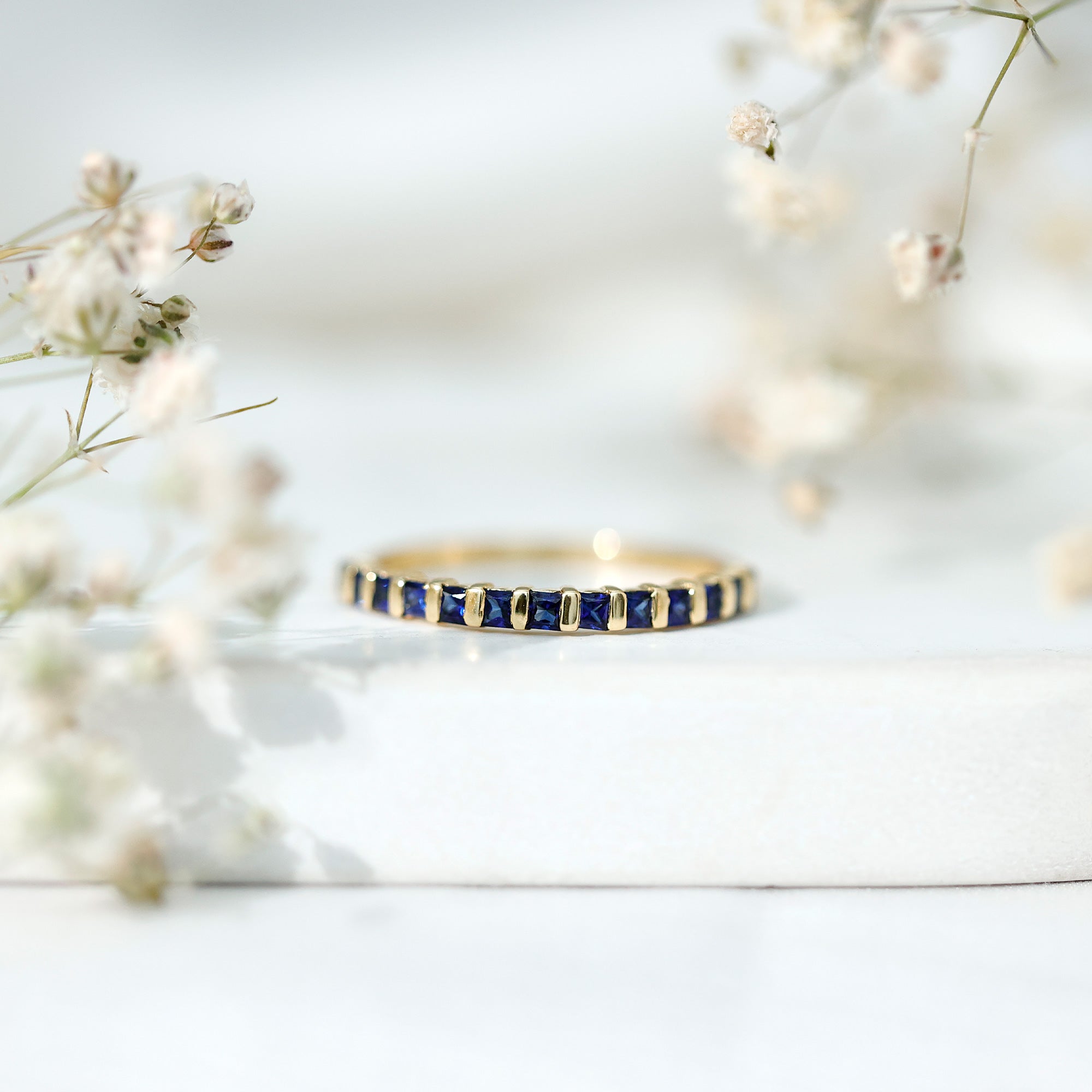 Princess Cut Blue Sapphire Eternity Ring For Women