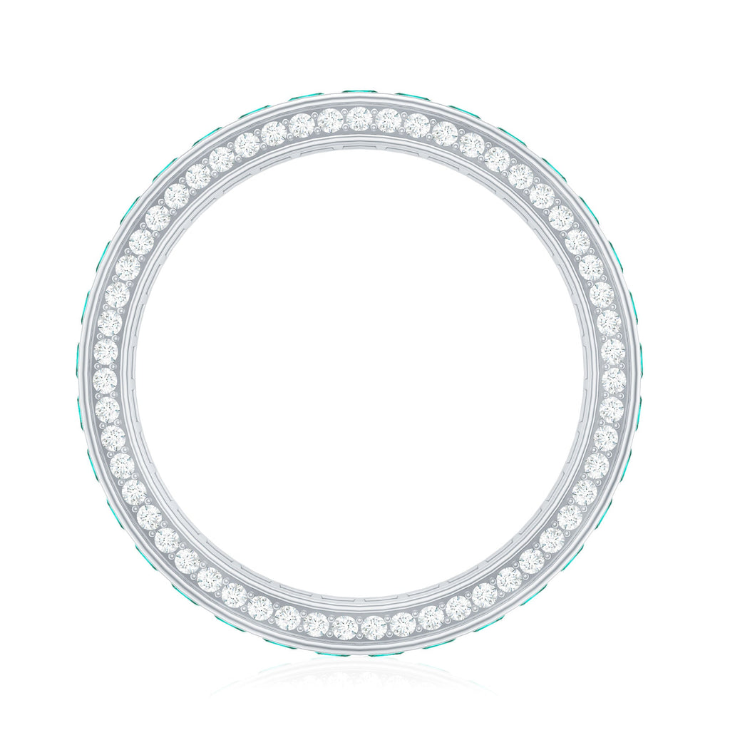Certified Princess Cut Lab Grown Emerald Eternity Wedding Band in Channel Setting