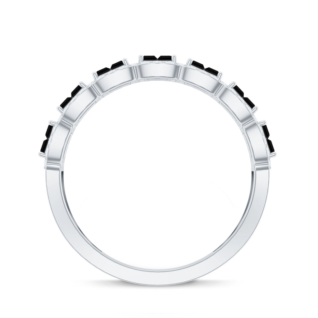 Created Black Diamond and Moissanite Half Eternity Band Ring