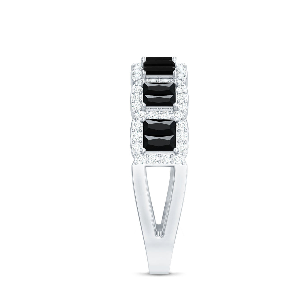 Created Black Diamond and Moissanite Half Eternity Band Ring