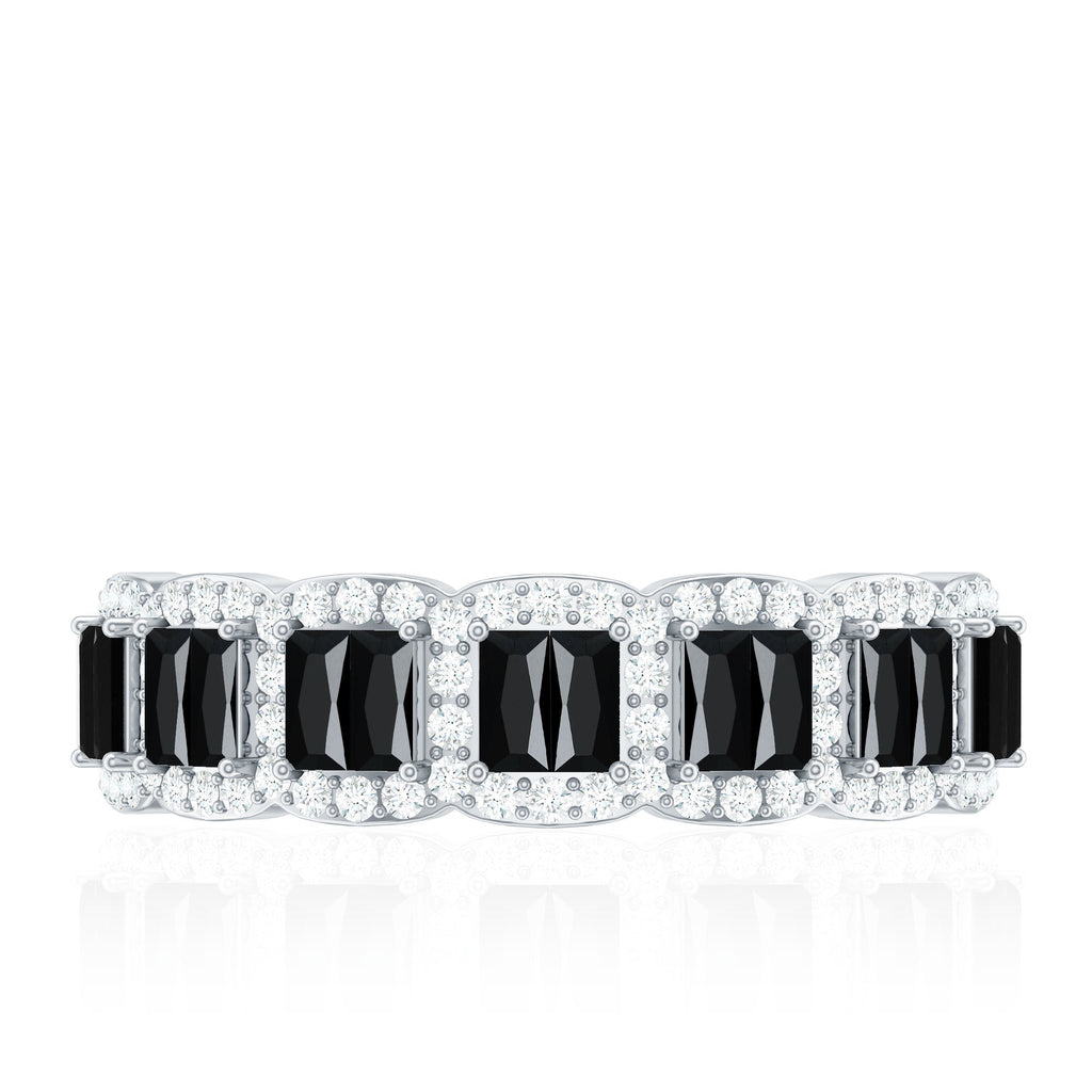 Created Black Diamond and Moissanite Half Eternity Band Ring