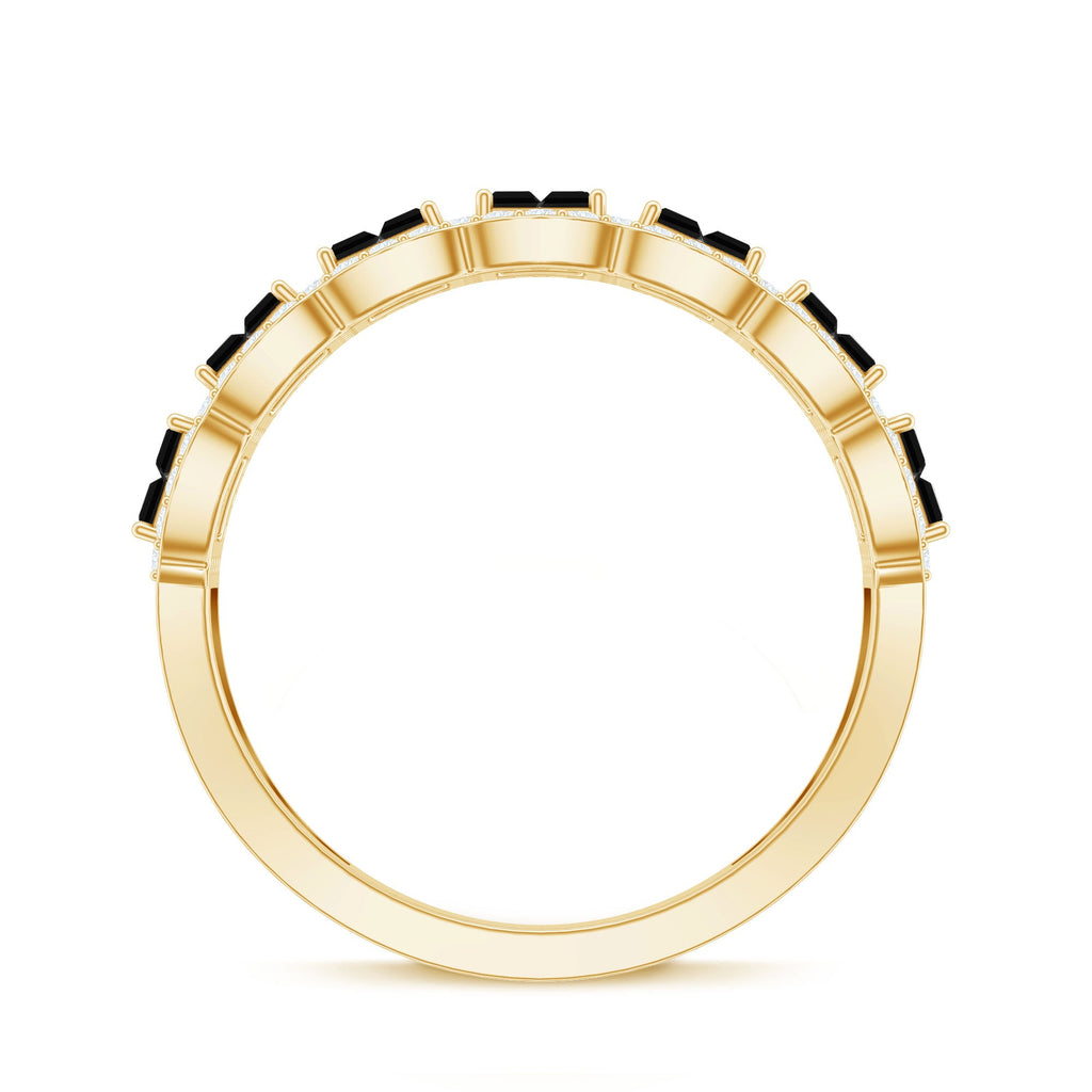 Created Black Diamond and Moissanite Half Eternity Band Ring