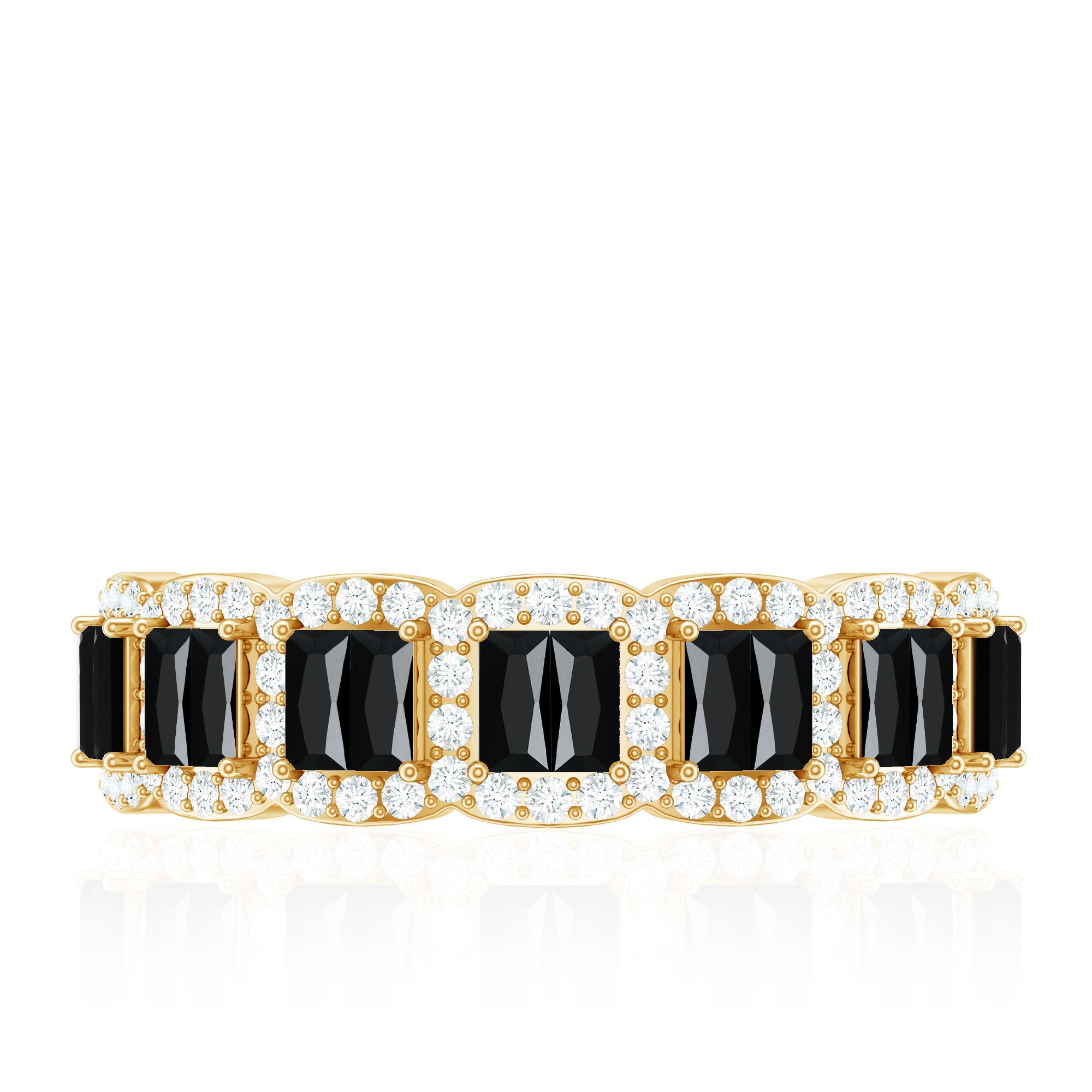 Created Black Diamond and Moissanite Half Eternity Band Ring
