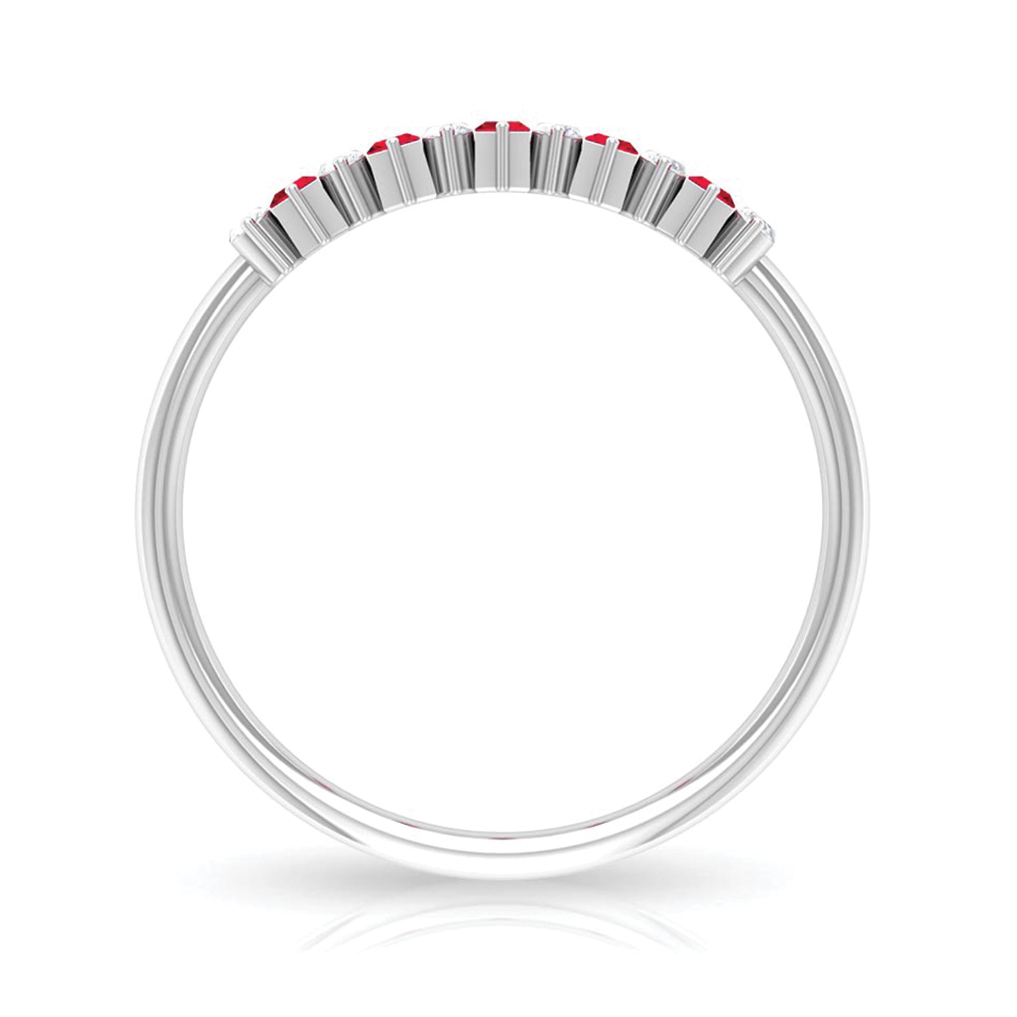 1.75 CT Created Ruby and Diamond Minimal Cluster Ring