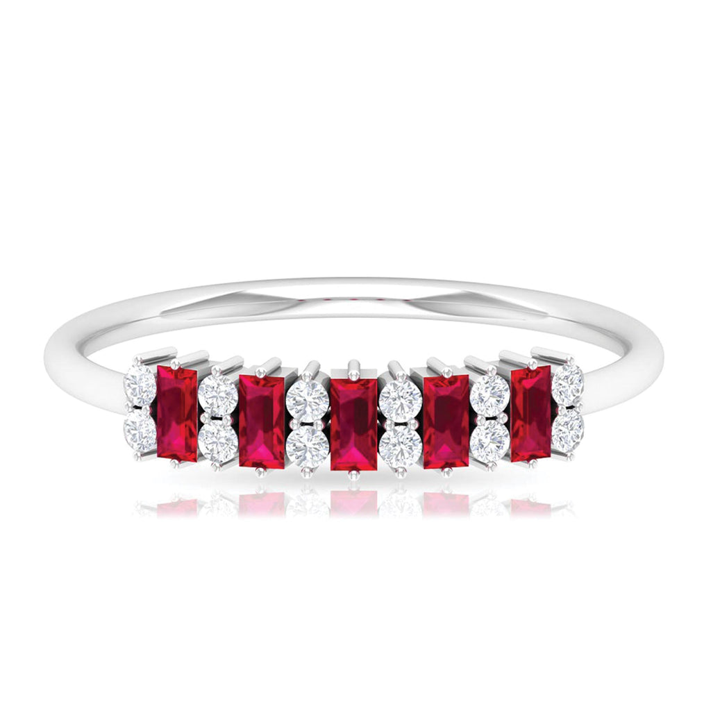1.75 CT Created Ruby and Diamond Minimal Cluster Ring