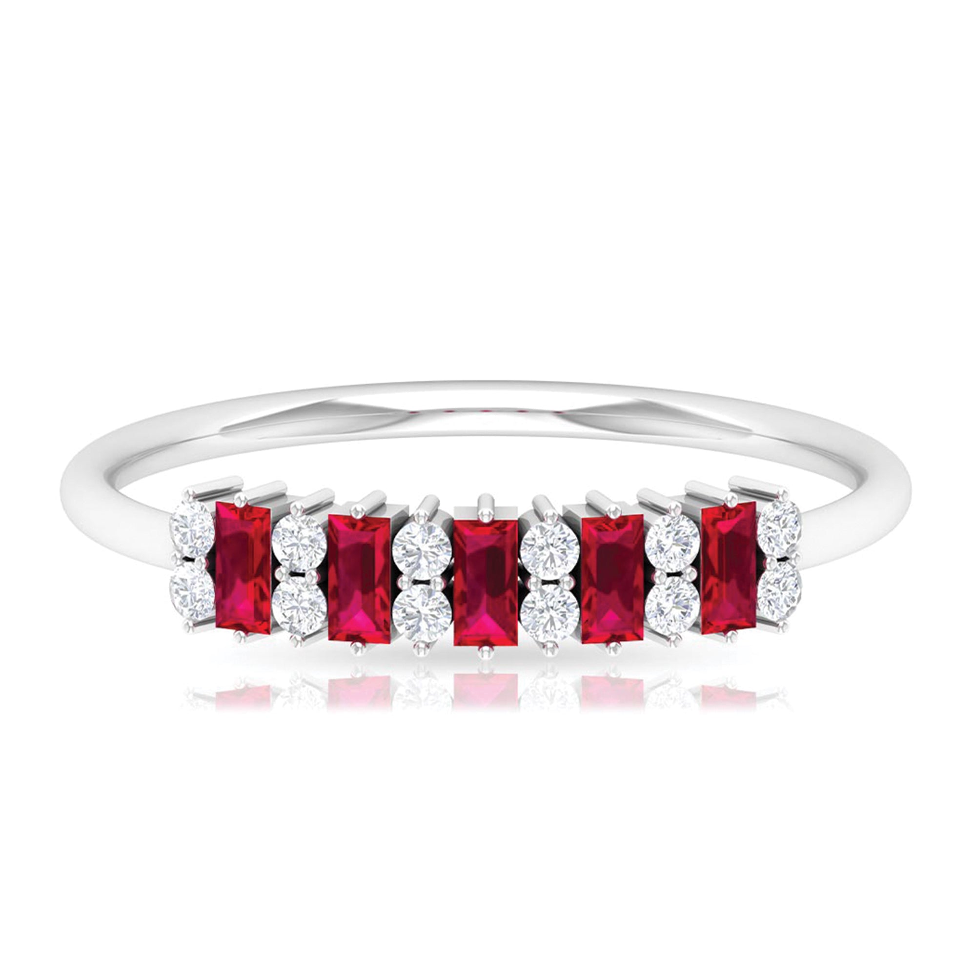 1.75 CT Created Ruby and Diamond Minimal Cluster Ring