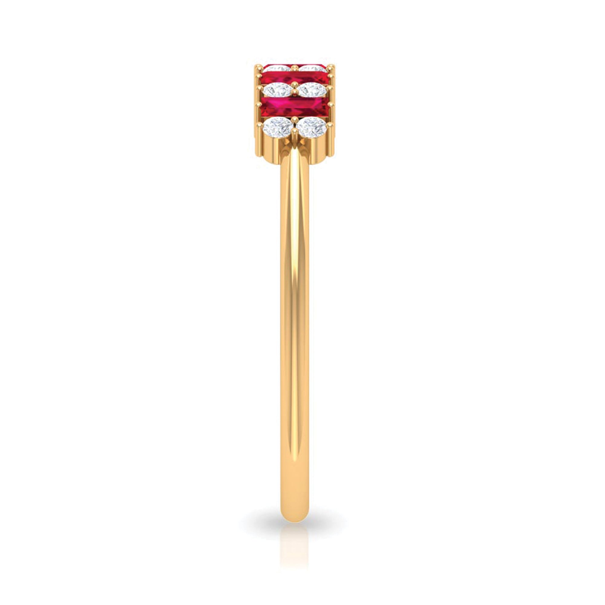 1.75 CT Created Ruby and Diamond Minimal Cluster Ring
