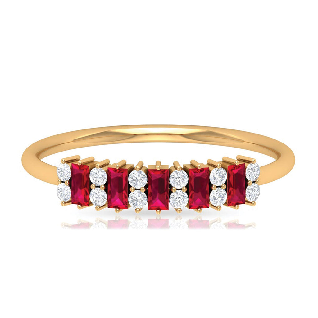 1.75 CT Created Ruby and Diamond Minimal Cluster Ring
