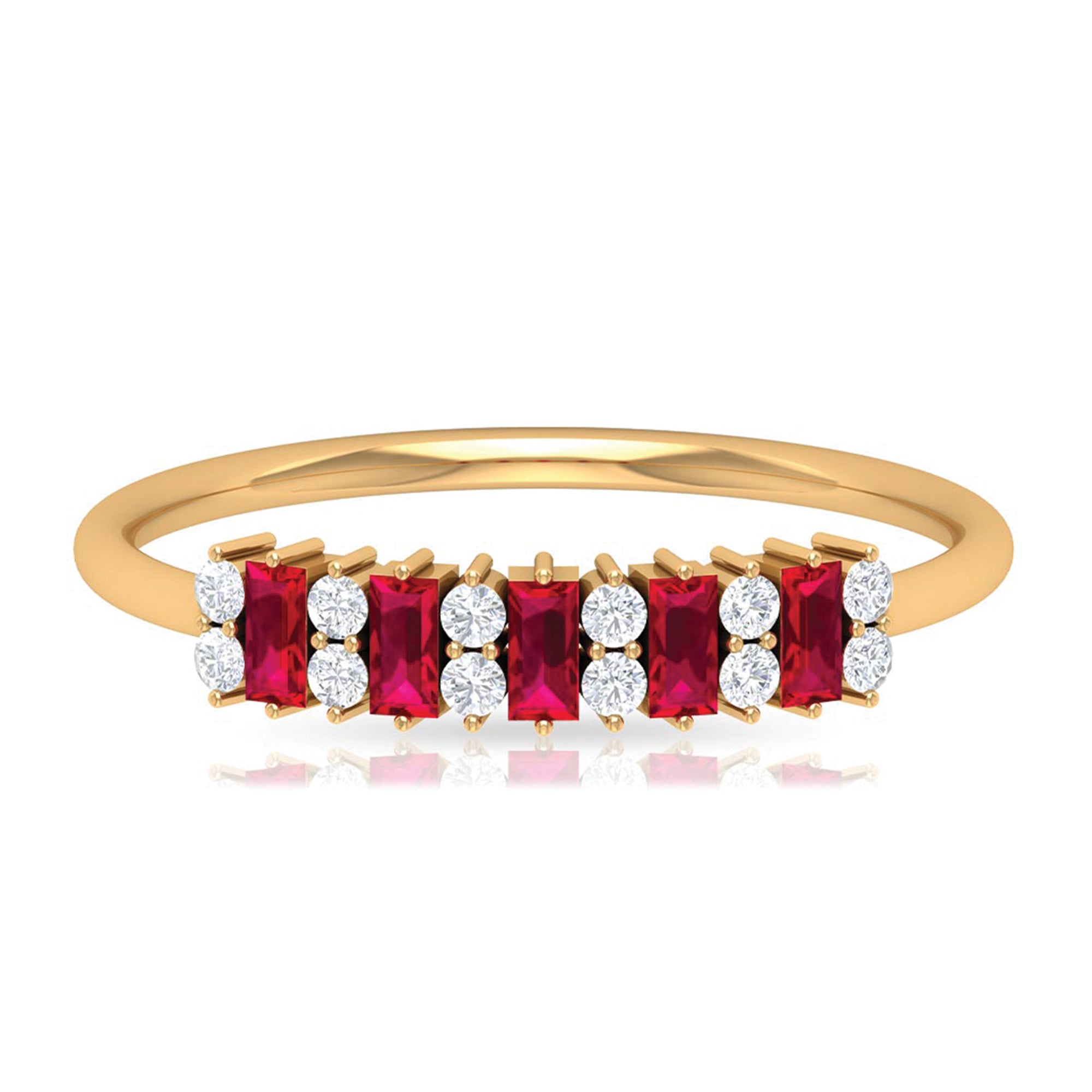 1.75 CT Created Ruby and Diamond Minimal Cluster Ring