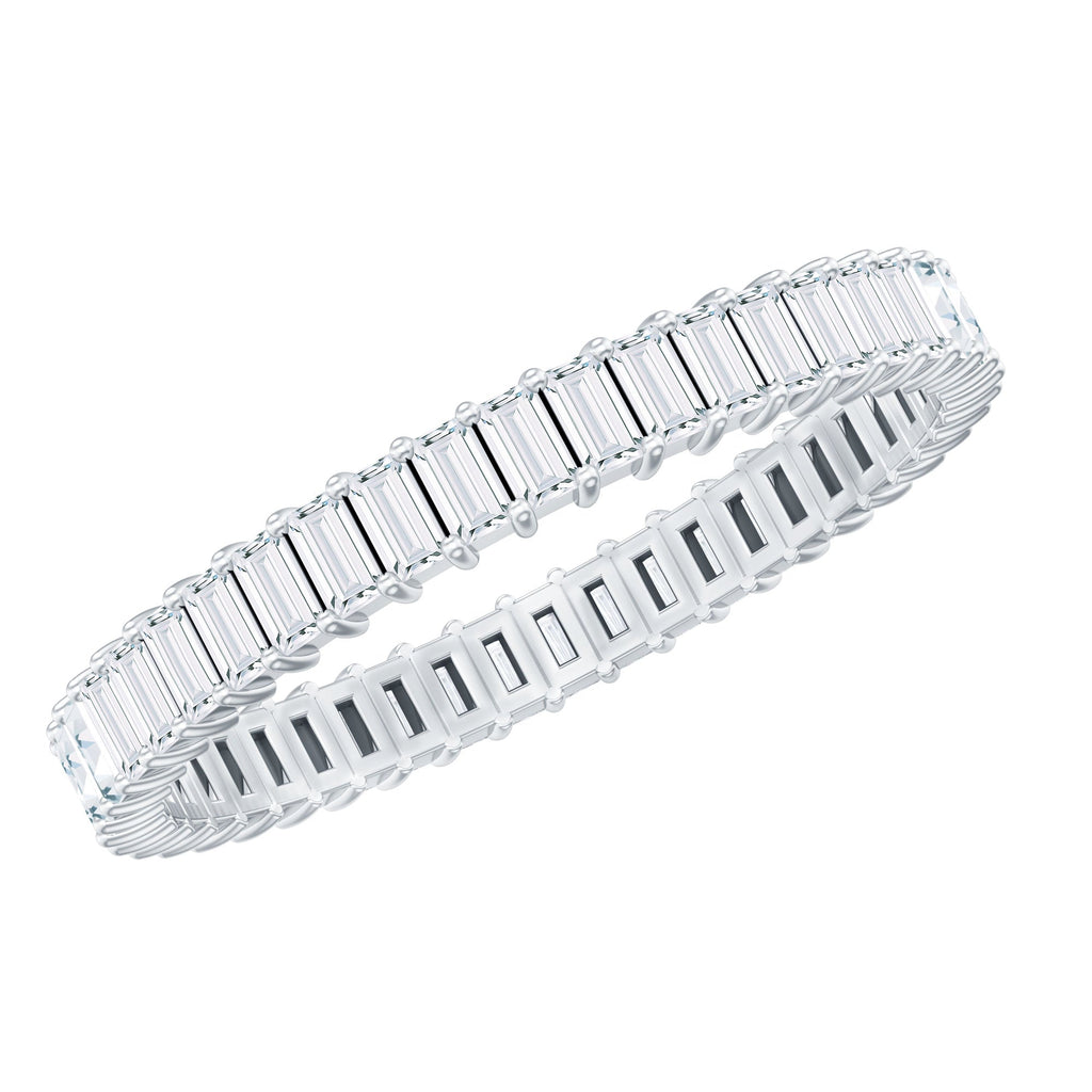 Baguette Cut Moissanite Eternity Ring in Shared Prong Setting