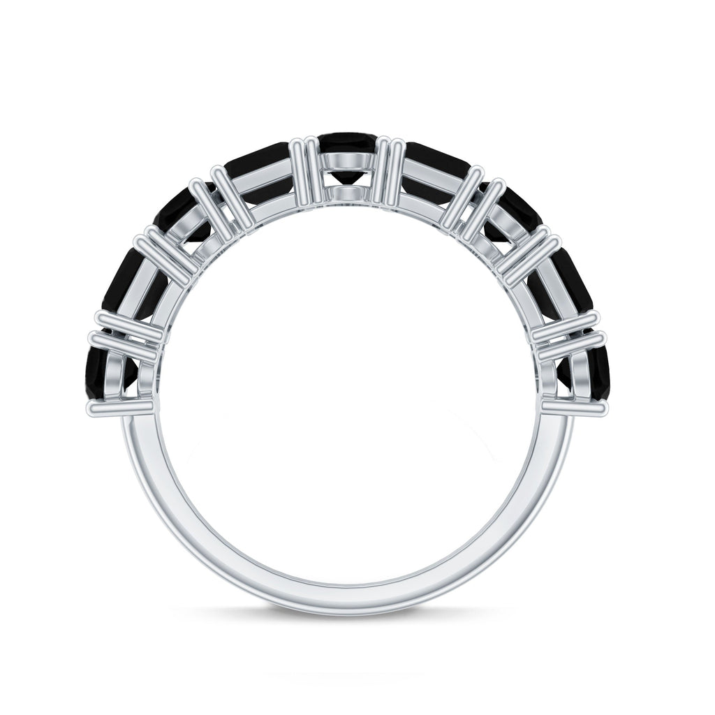 Oval and Emerald Cut Black Onyx Half Eternity Wedding Band
