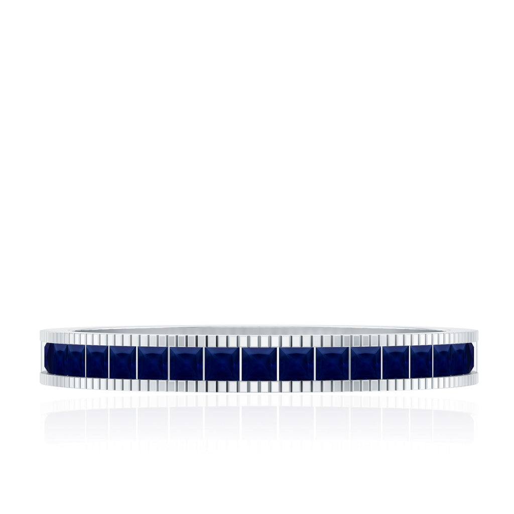 3/4 CT Blue Sapphire Half Eternity Band Ring in Channel Setting