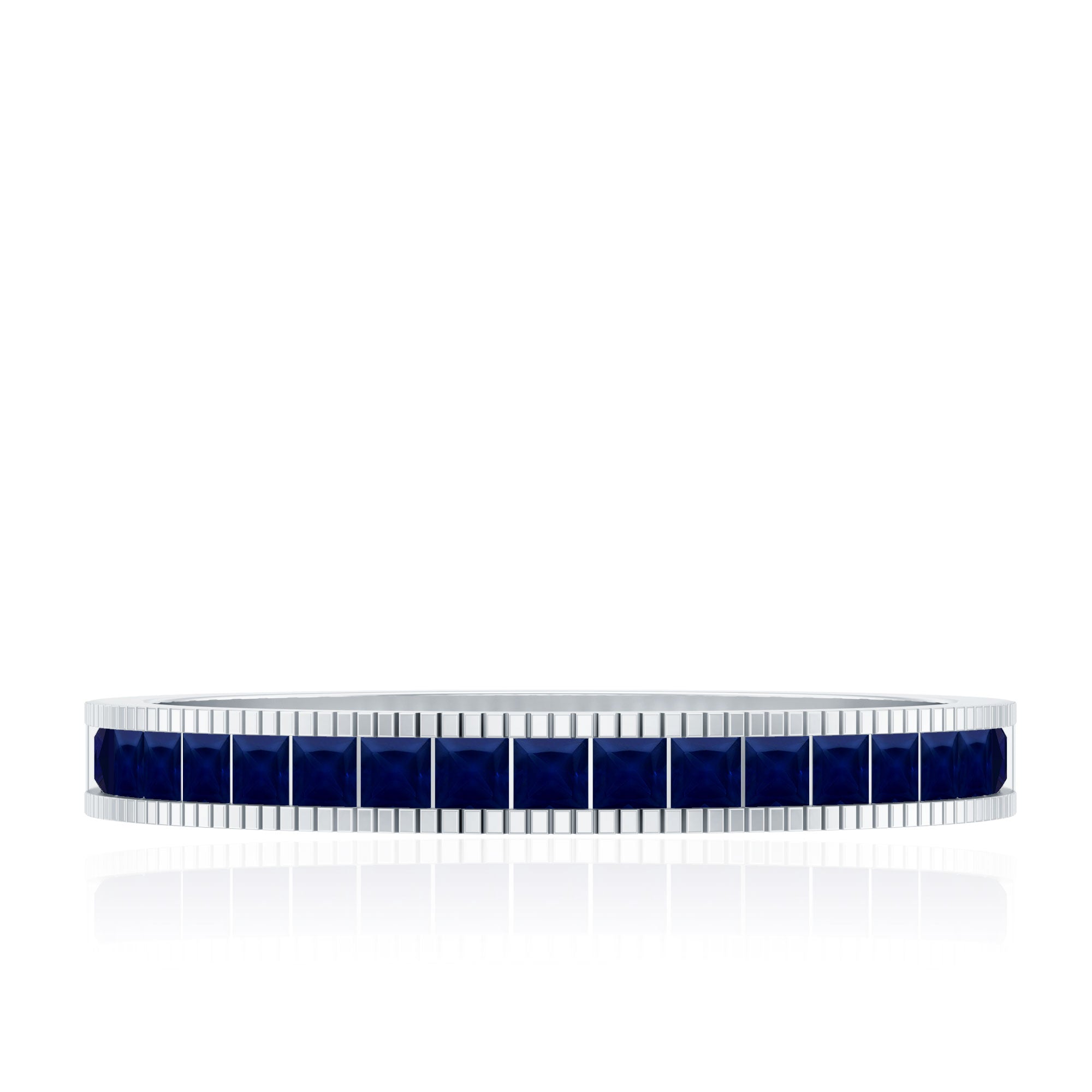 3/4 CT Blue Sapphire Half Eternity Band Ring in Channel Setting