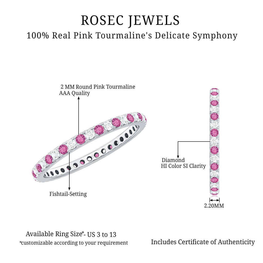 Pink Tourmaline and Diamond Stackable Ring