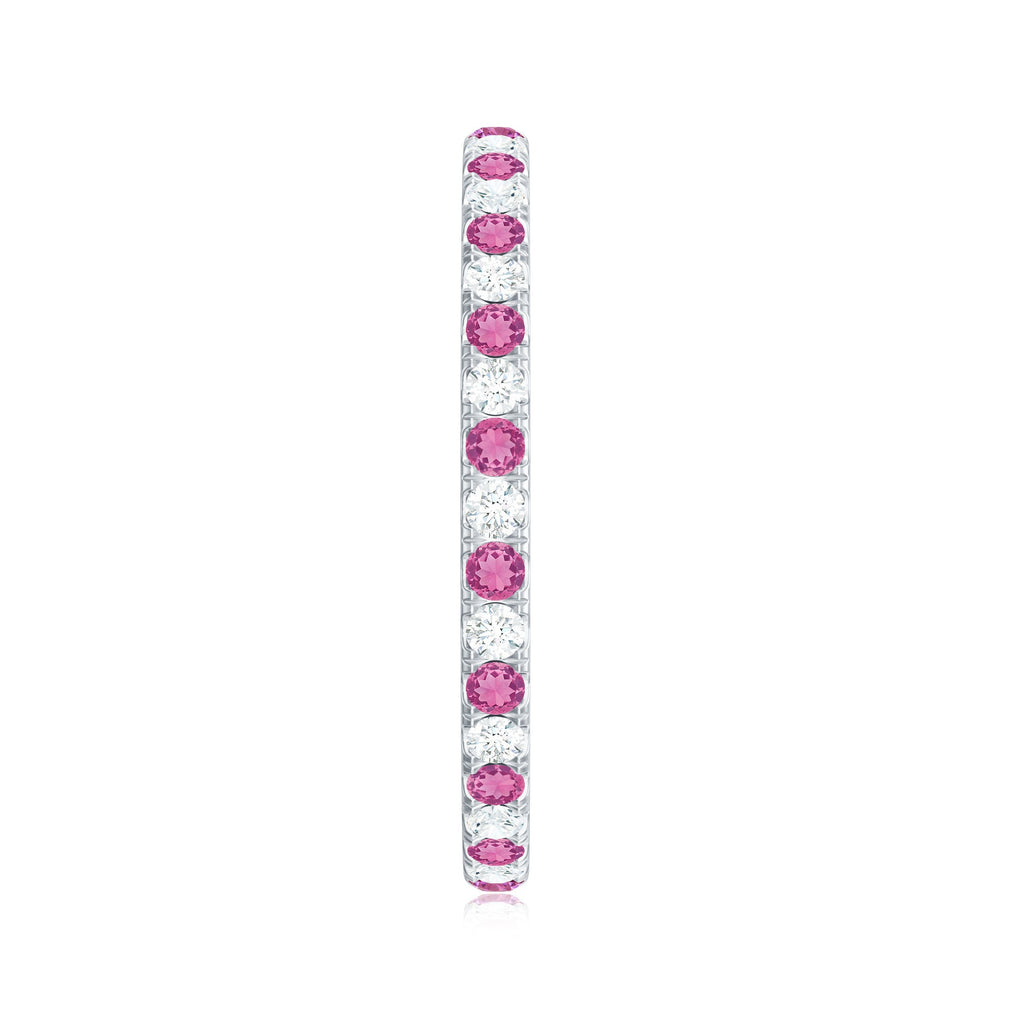 Pink Tourmaline and Diamond Stackable Ring