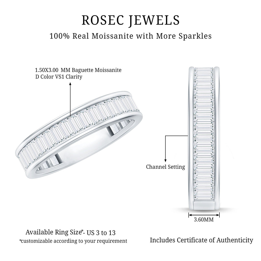 Baguette Cut Moissanite Wedding Band in Channel Setting