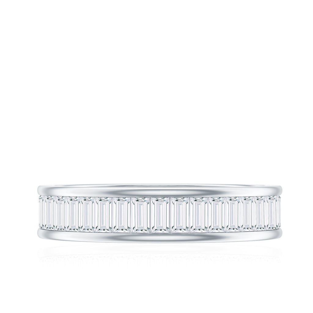 Baguette Cut Moissanite Wedding Band in Channel Setting