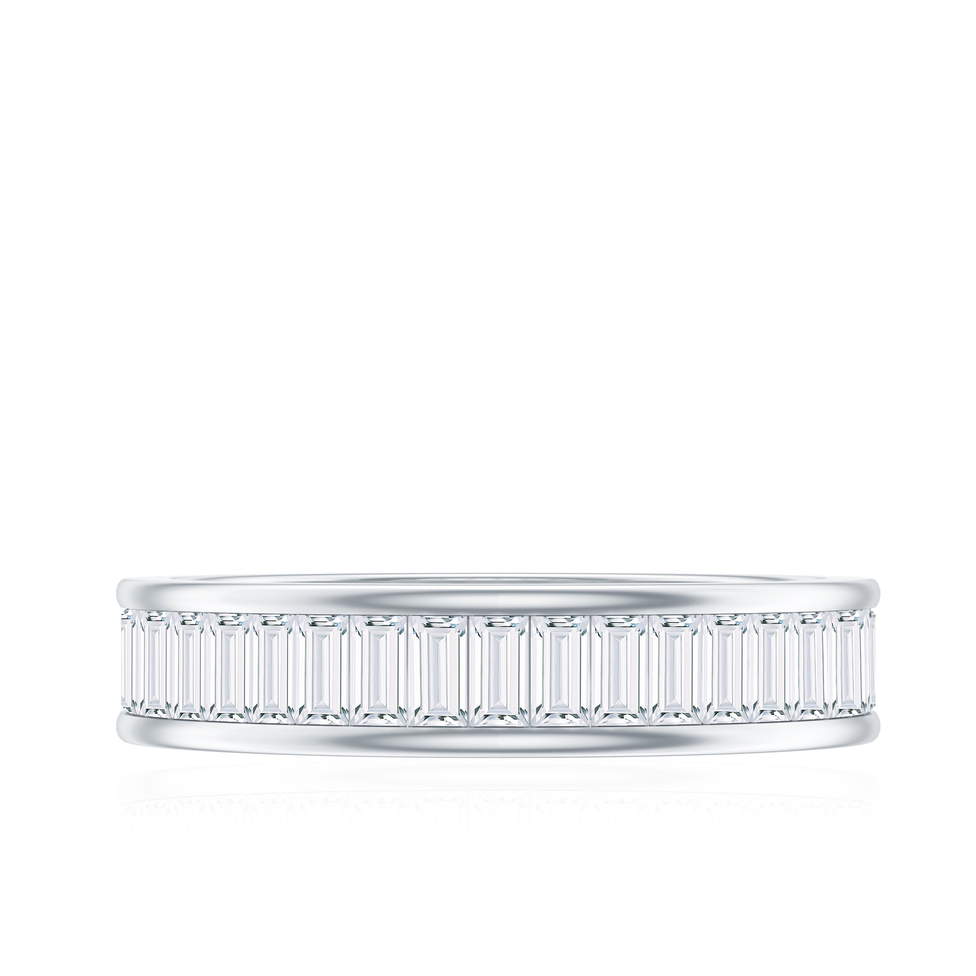 Baguette Cut Moissanite Wedding Band in Channel Setting