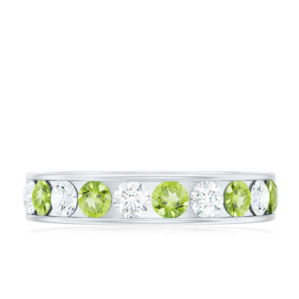 Certified Real Peridot Half Eternity Ring for Women