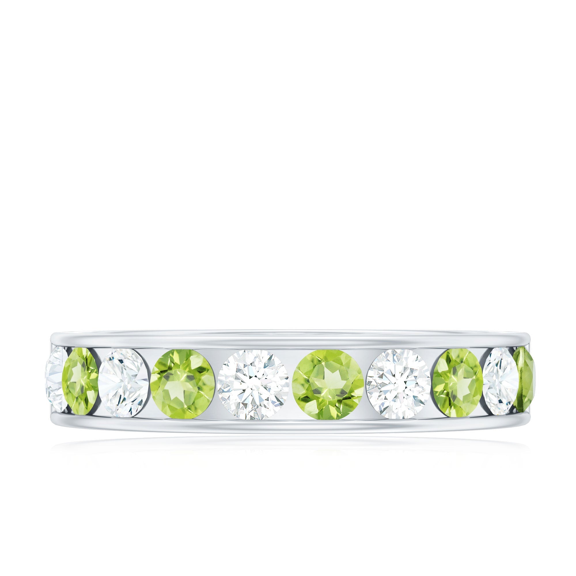 Certified Real Peridot Half Eternity Ring for Women