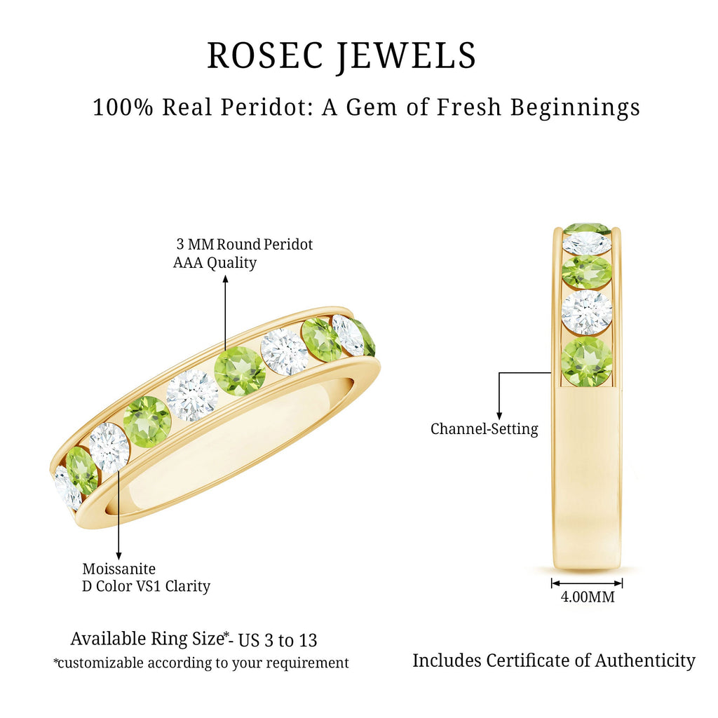 Certified Real Peridot Half Eternity Ring for Women