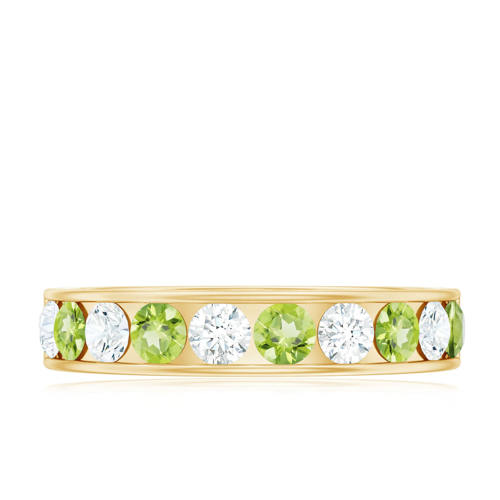 Certified Real Peridot Half Eternity Ring for Women