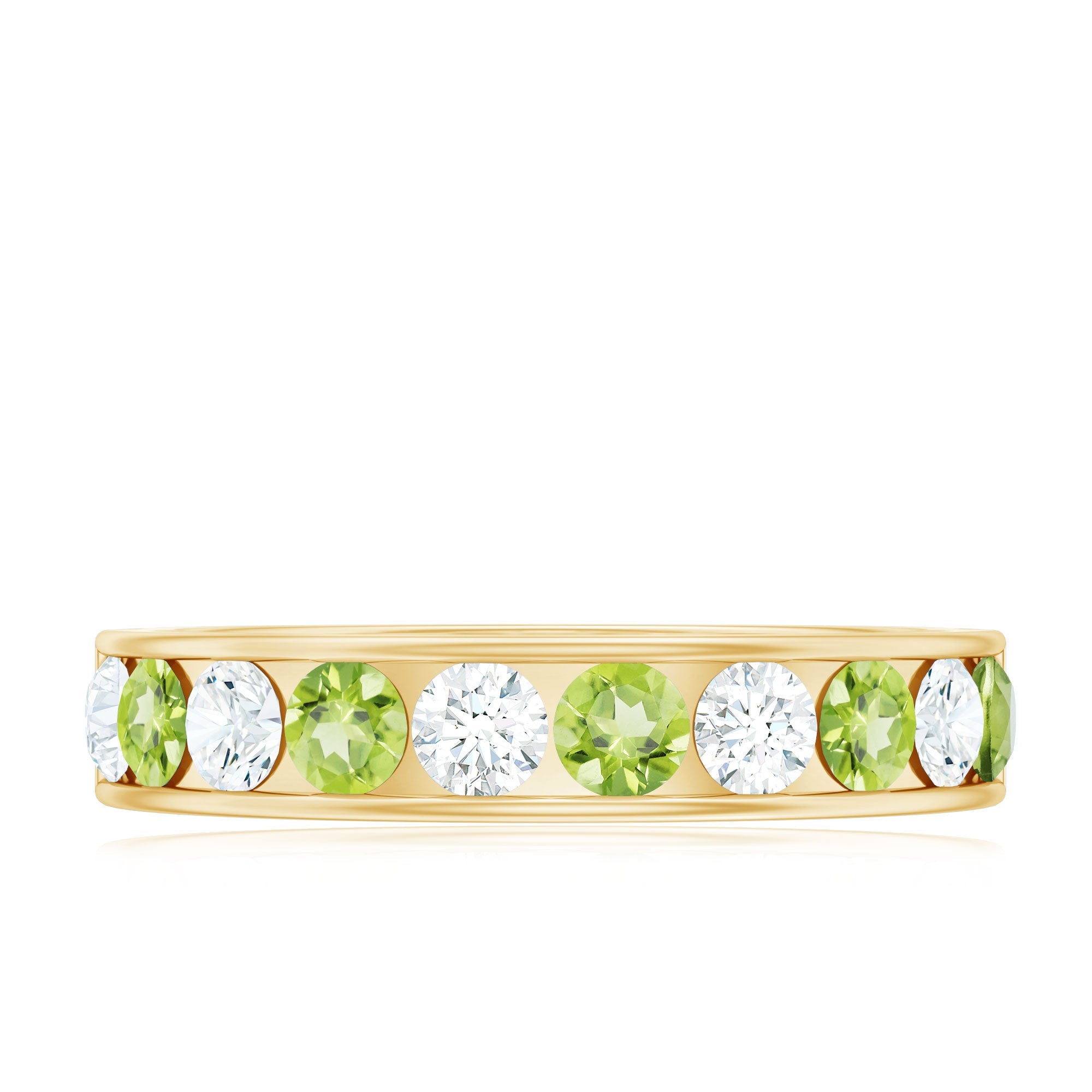 Certified Real Peridot Half Eternity Ring for Women