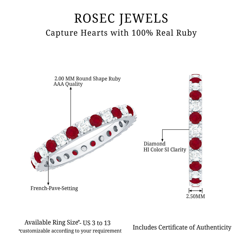 Round Natural Ruby and Diamond Alternate Eternity Ring