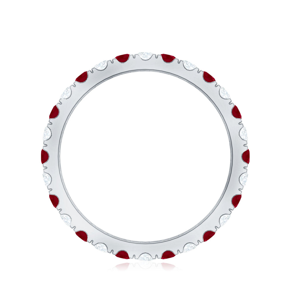 Round Natural Ruby and Diamond Alternate Eternity Ring