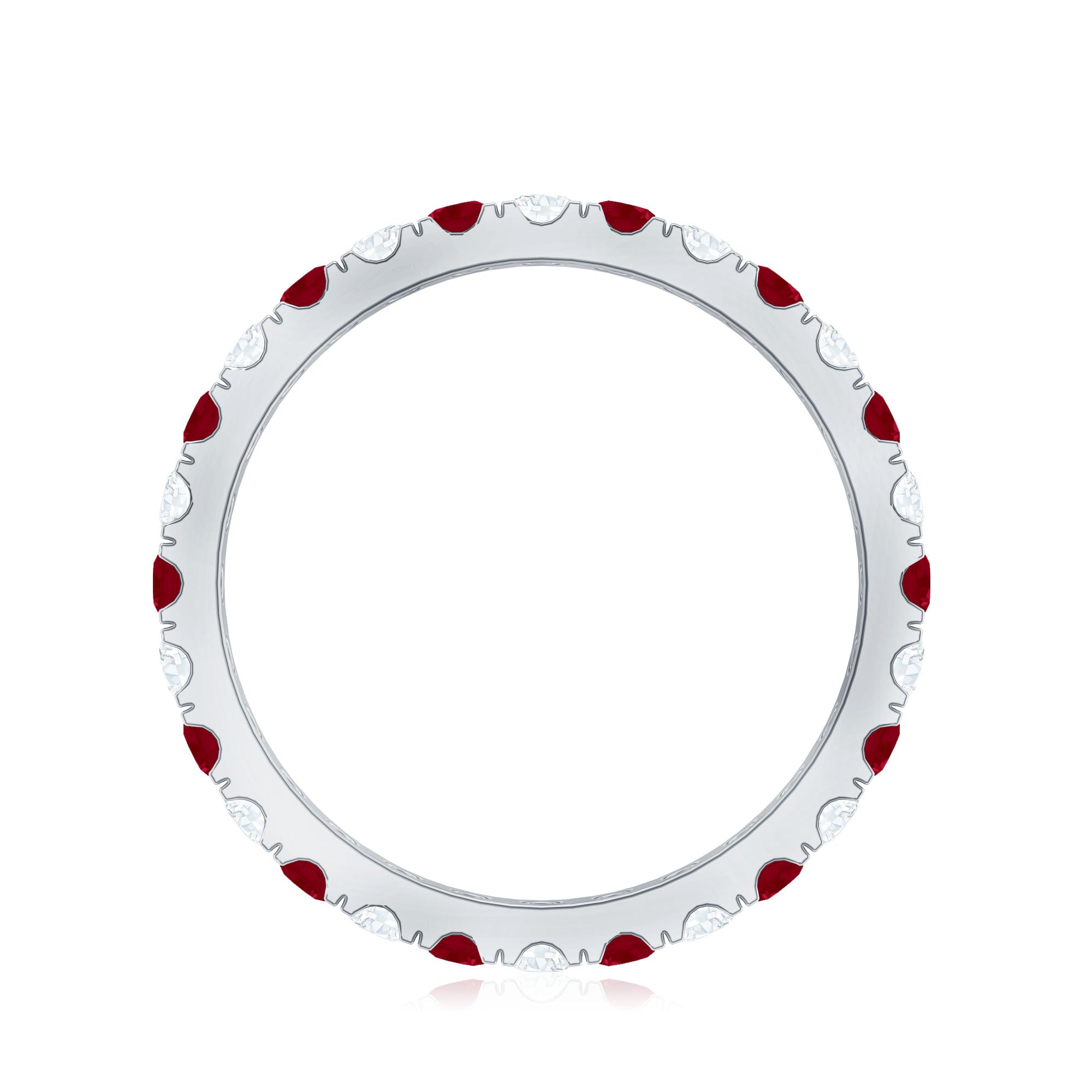 Round Natural Ruby and Diamond Alternate Eternity Ring