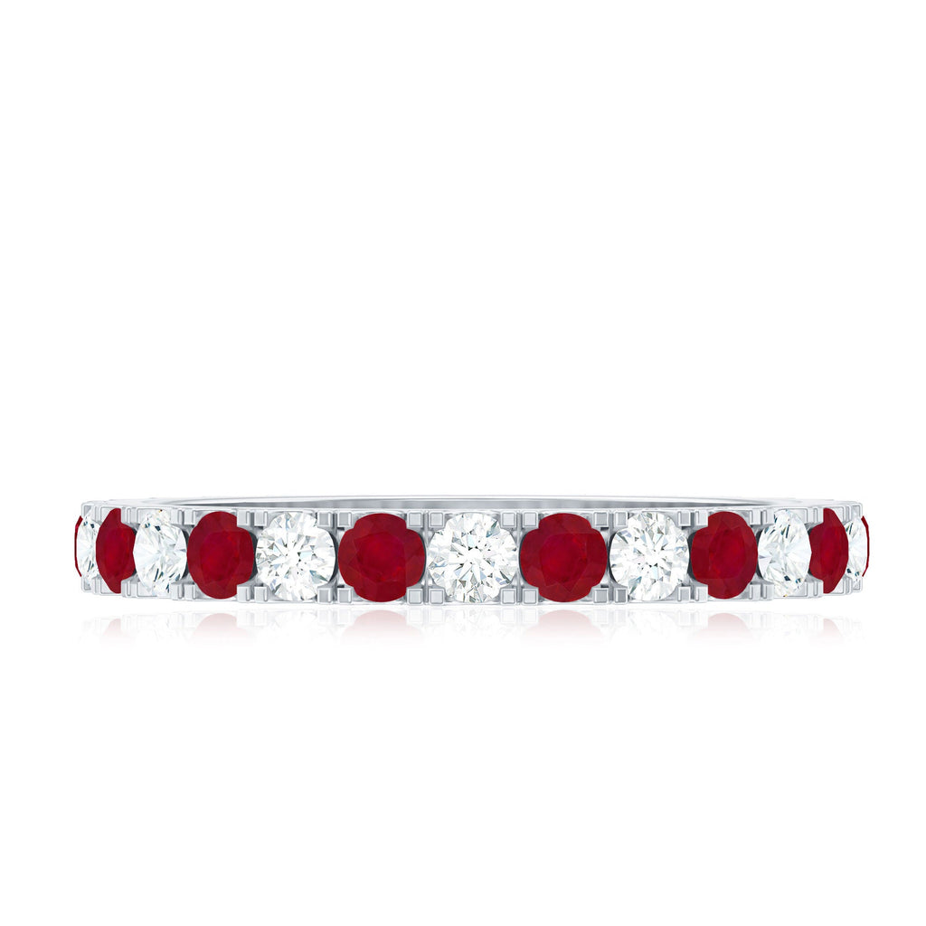 Round Natural Ruby and Diamond Alternate Eternity Ring