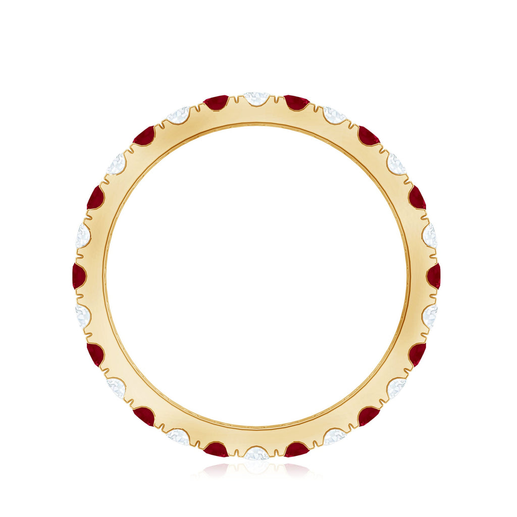 Round Natural Ruby and Diamond Alternate Eternity Ring