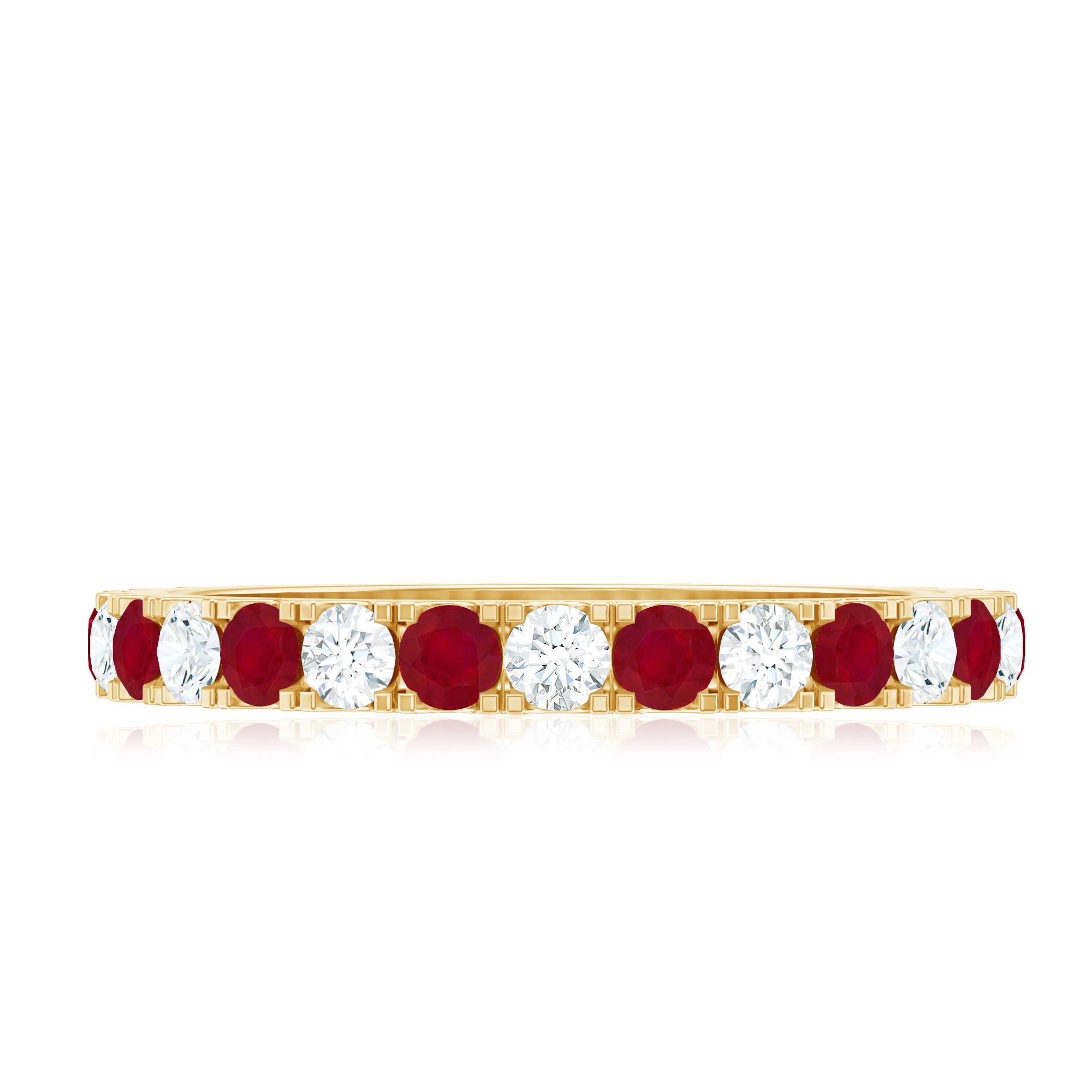 Round Natural Ruby and Diamond Alternate Eternity Ring